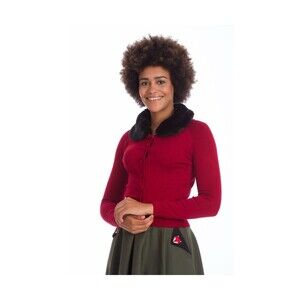 Bow Dreaming Faux Fur Cardigan in Red by Banned Retro
